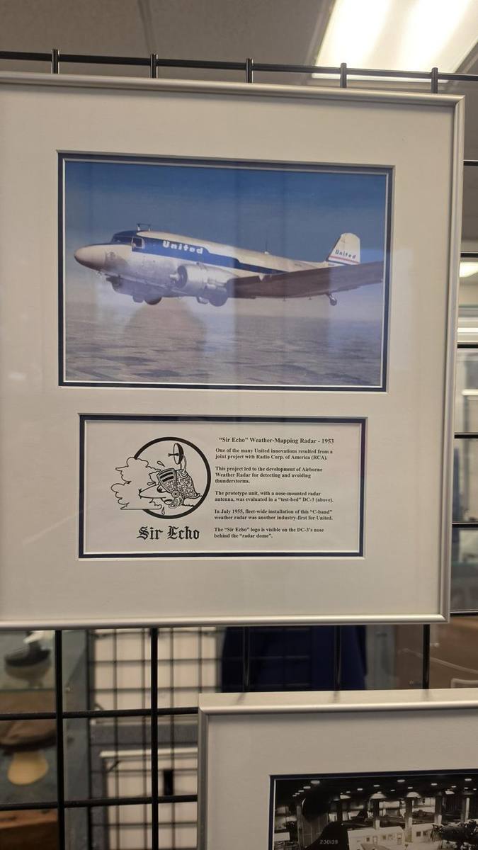 “Sir Echo” — framed print of a United twin-engine airliner