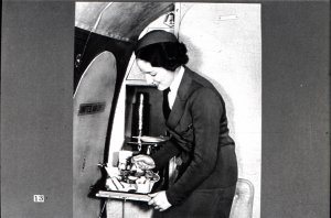 Food service aloft had moved out of the lunchbox era but fried chicken still was the main item. In fact, one airline passenger of the day re