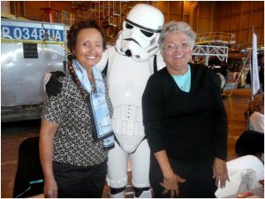 Left - UAHF volunteers pose with a Star Wars-like storm trooper called TK2304 who was a special guest at the event. Left to right: Dan Niels