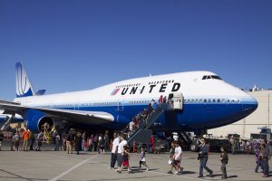 The United aircraft that were available for tours included a B747, a newly painted B737 from Continental's Fleet and a B757 which flies the 