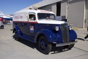 This beautifully restored vintage United Air Lines refrigeration truck (circa late 1930s) was one of many vehicles on display at Family Day.