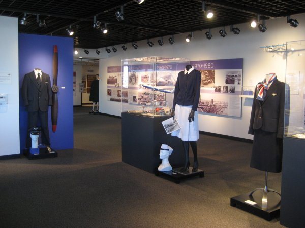 A 1939 United Summer uniform is featured near center case and in the background is an example of the very first uniform worn in 1930 when Bo